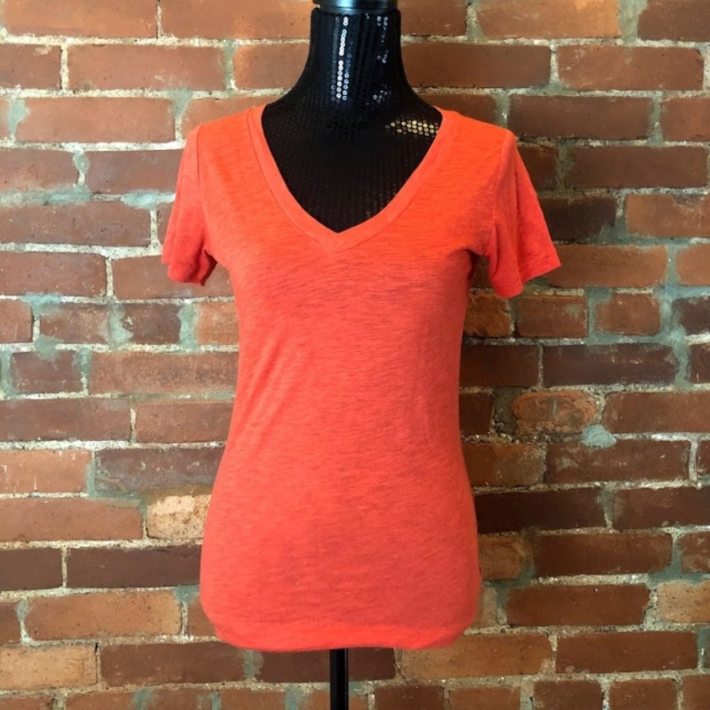 Plain Orange Vee T-Shirt